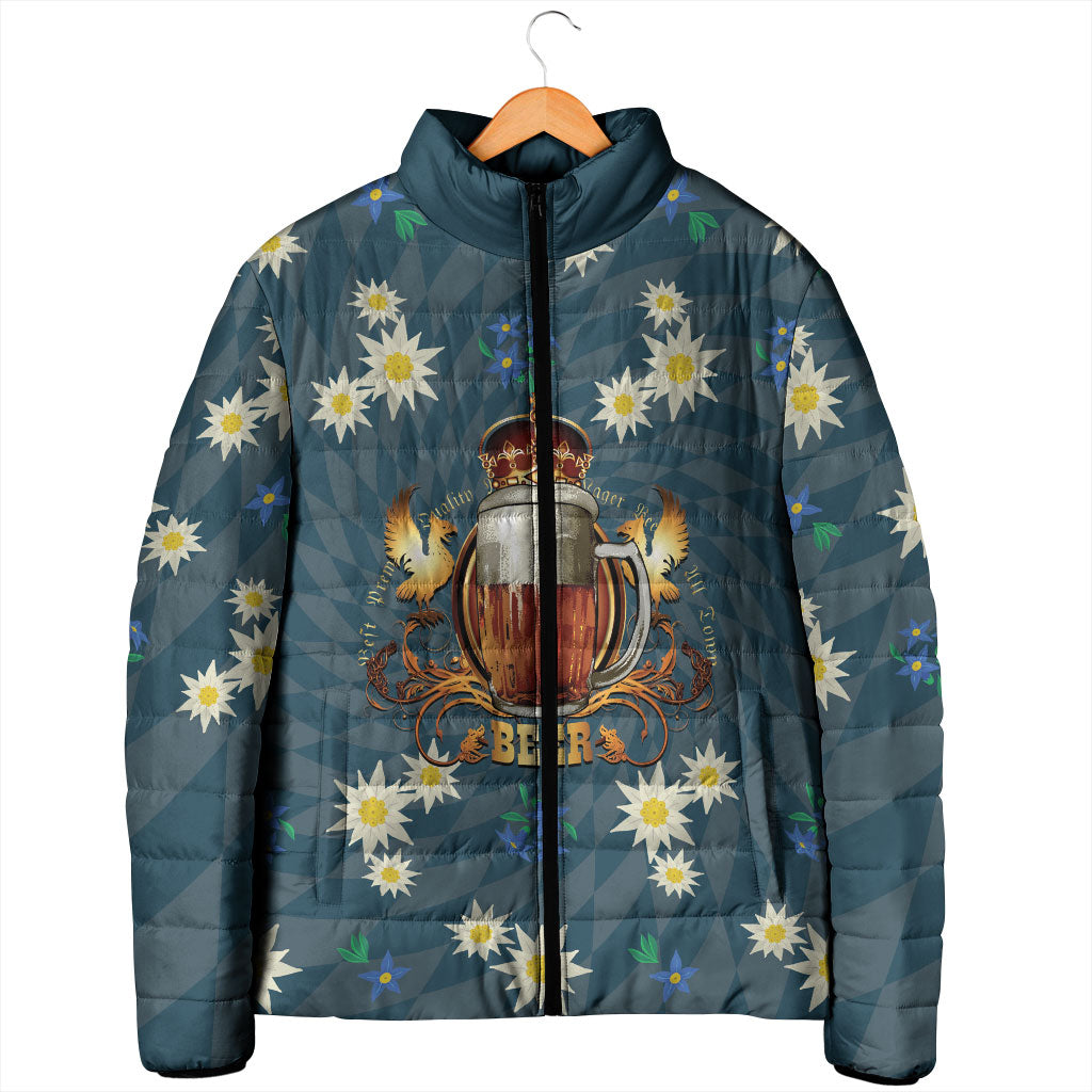 Oktoberfest Eagle Beer Prost Padded Jacket Bavarian Polygon Pattern