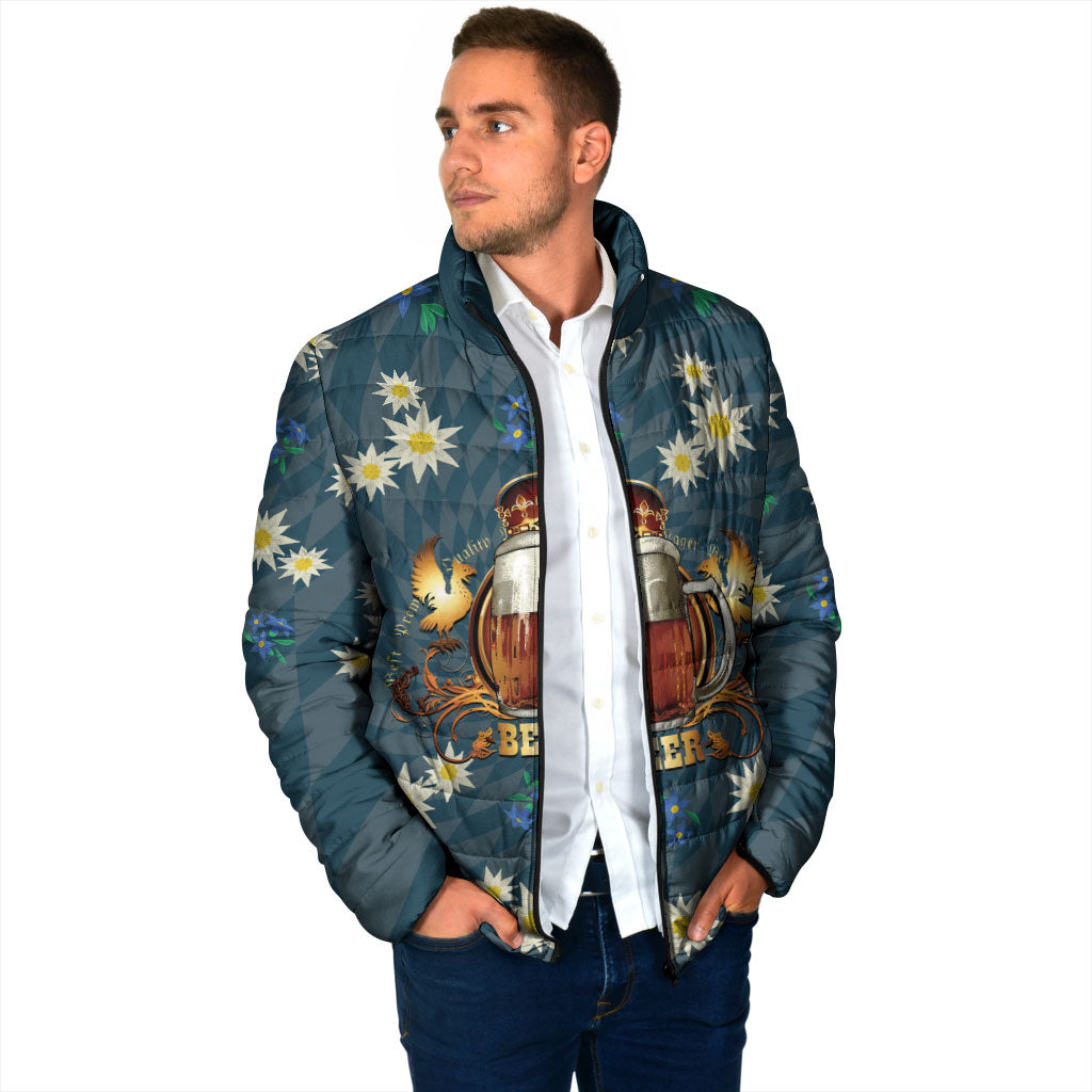 Oktoberfest Eagle Beer Prost Padded Jacket Bavarian Polygon Pattern