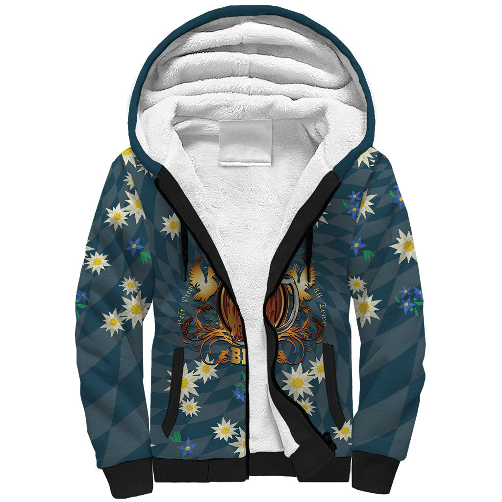 Oktoberfest Eagle Beer Prost Sherpa Hoodie Bavarian Polygon Pattern