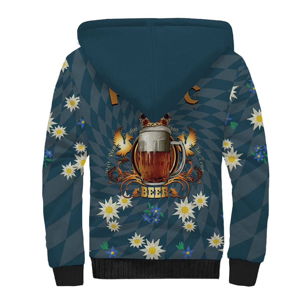Oktoberfest Eagle Beer Prost Sherpa Hoodie Bavarian Polygon Pattern