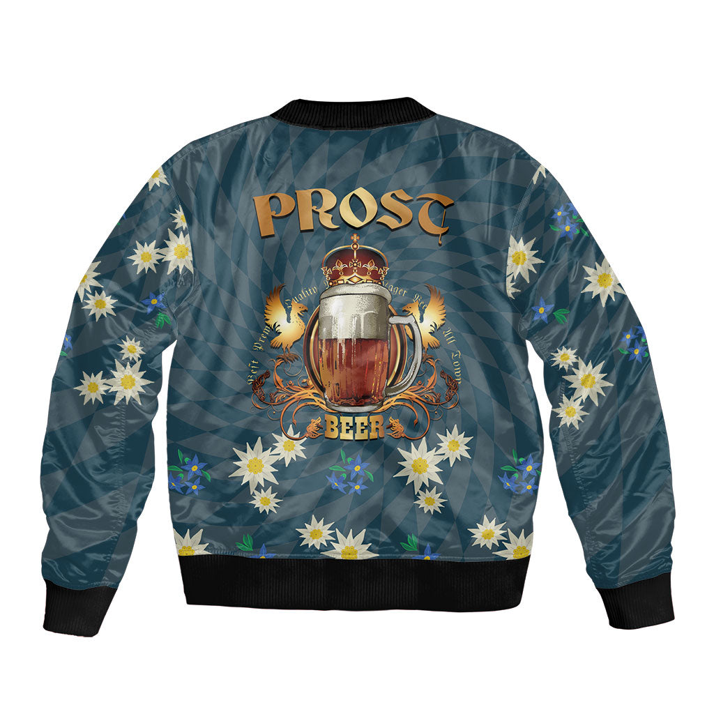 Oktoberfest Eagle Beer Prost Sleeve Zip Bomber Jacket Bavarian Polygon Pattern