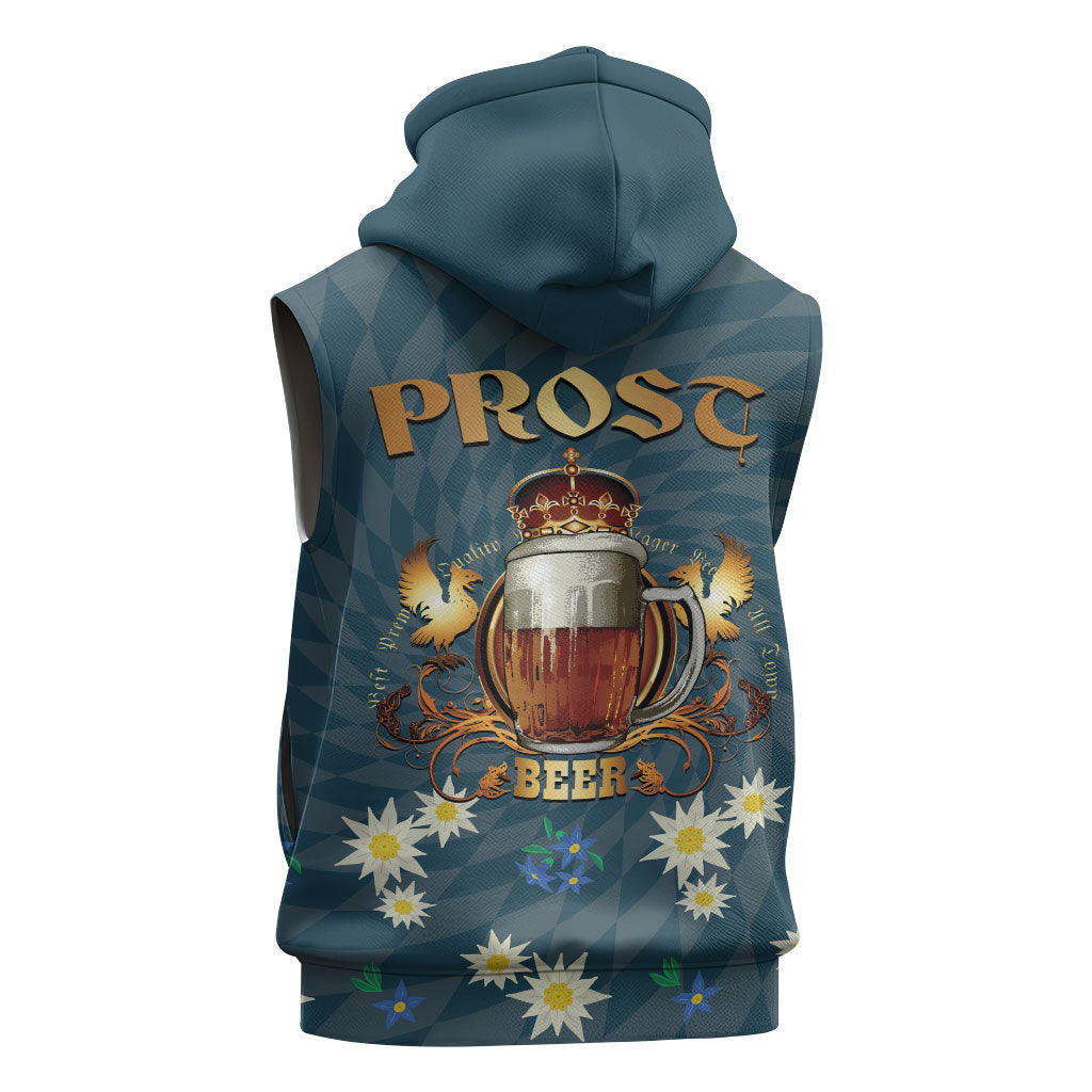 Oktoberfest Eagle Beer Prost Sleeveless Hoodie Bavarian Polygon Pattern