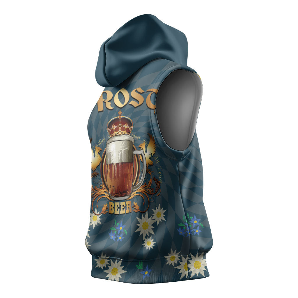 Oktoberfest Eagle Beer Prost Sleeveless Hoodie Bavarian Polygon Pattern