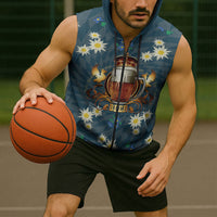 Oktoberfest Eagle Beer Prost Sleeveless Zip Hoodie Bavarian Polygon Pattern