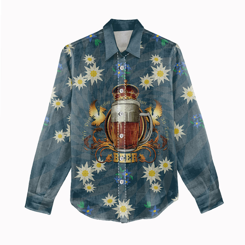 Oktoberfest Eagle Beer Prost Women Casual Shirt Bavarian Polygon Pattern