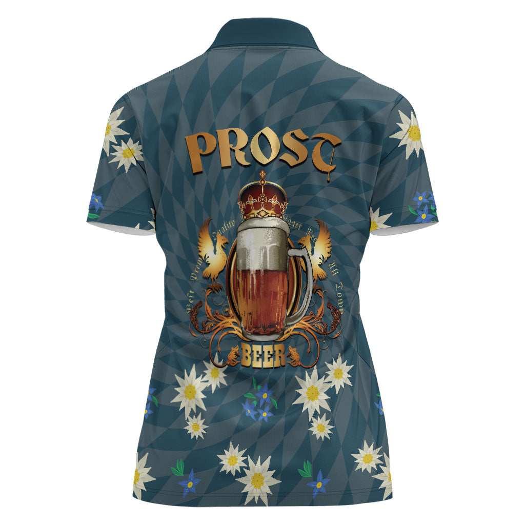 Oktoberfest Eagle Beer Prost Women Polo Shirt Bavarian Polygon Pattern