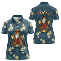 Oktoberfest Eagle Beer Prost Women Polo Shirt Bavarian Polygon Pattern