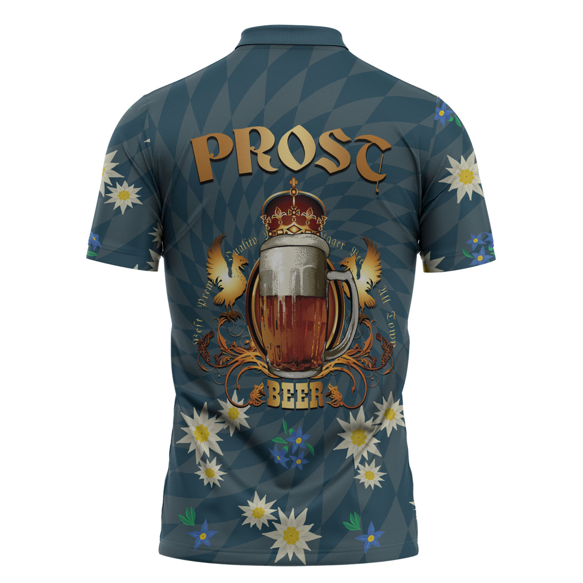 Oktoberfest Eagle Beer Prost Zipper Polo Shirt Bavarian Polygon Pattern