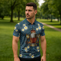 Oktoberfest Eagle Beer Prost Zipper Polo Shirt Bavarian Polygon Pattern
