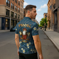 Oktoberfest Eagle Beer Prost Zipper Polo Shirt Bavarian Polygon Pattern