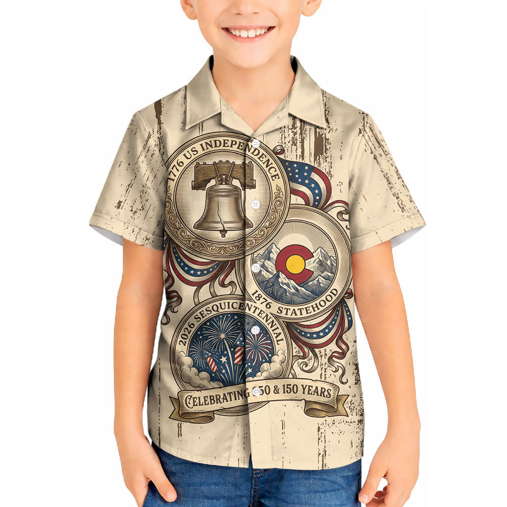 Colorado 150th Anniversary Centennial State Kid Hawaiian Shirt 1876-2026 Sesquicentennial State Heritage