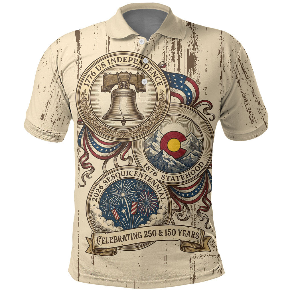 Colorado 150th Anniversary Centennial State Polo Shirt 1876-2026 Sesquicentennial State Heritage