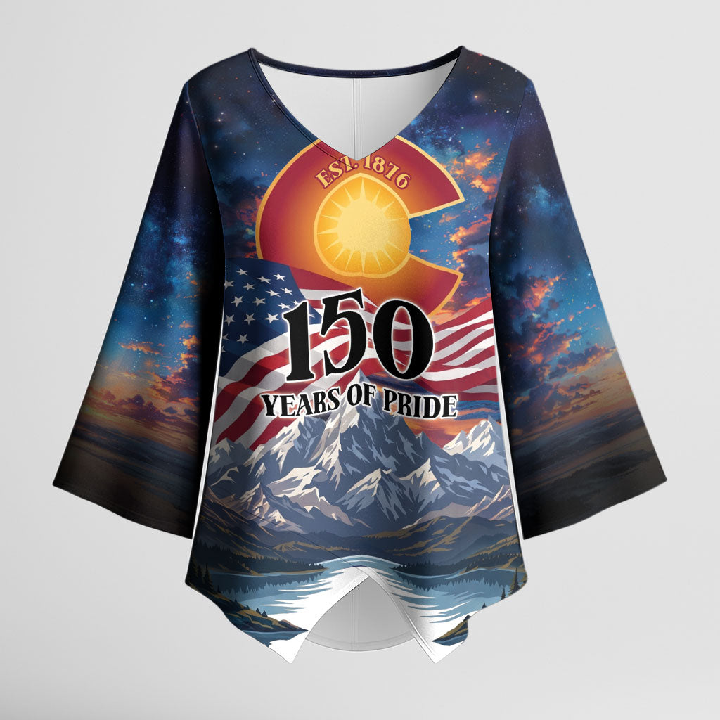 Colorado 150 America 250 Years Kimono Sleeve Blouse Colorado Sesquicentennial State Heritage
