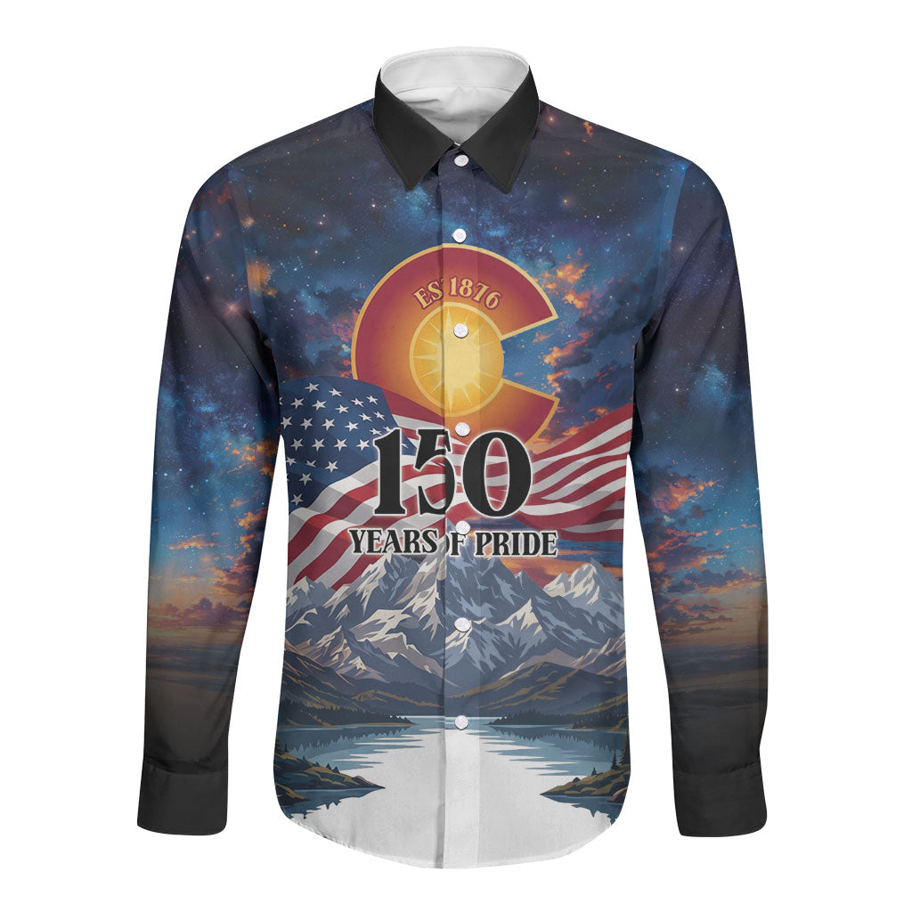 Colorado 150 America 250 Years Long Sleeve Button Shirt Colorado Sesquicentennial State Heritage
