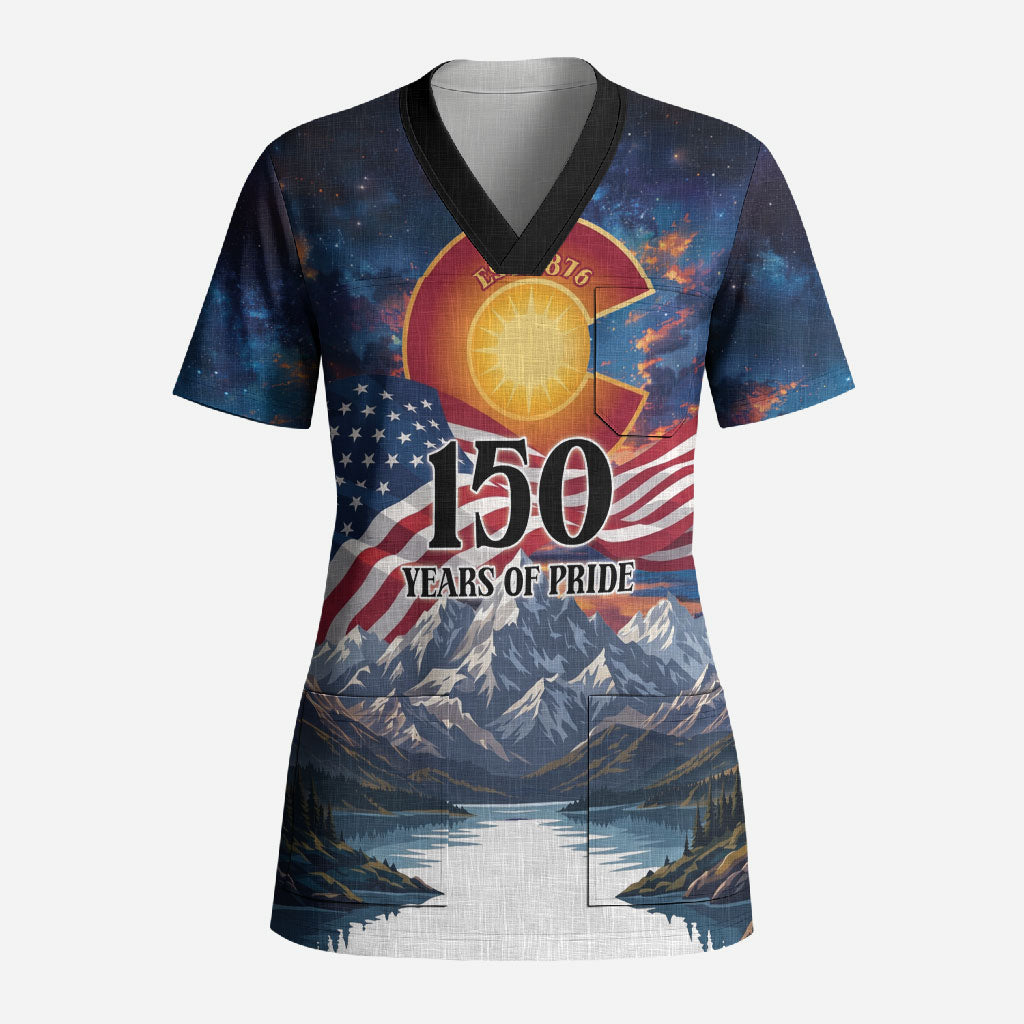 Colorado 150 America 250 Years Scrub Top Colorado Sesquicentennial State Heritage
