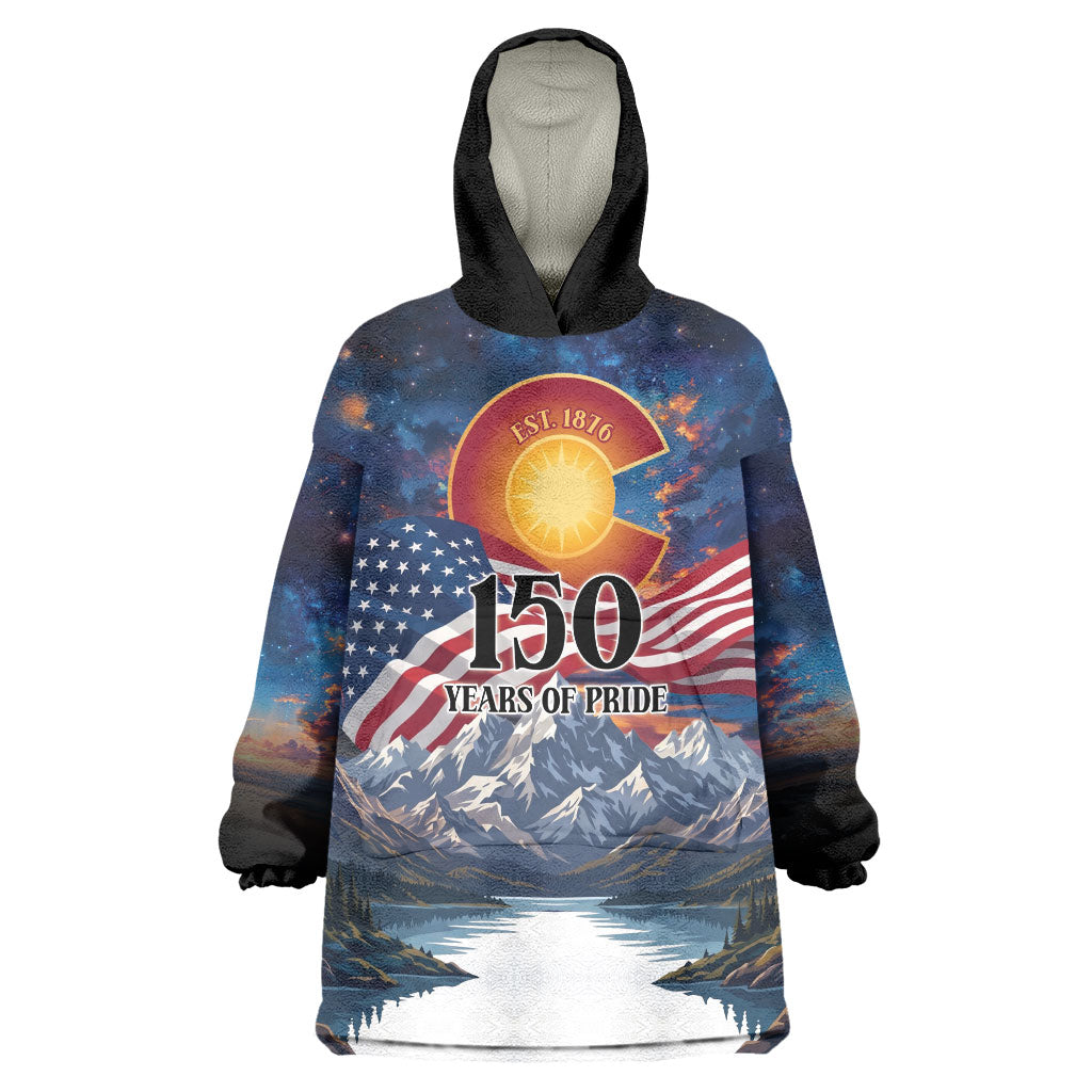 Colorado 150 America 250 Years Wearable Blanket Hoodie Colorado Sesquicentennial State Heritage
