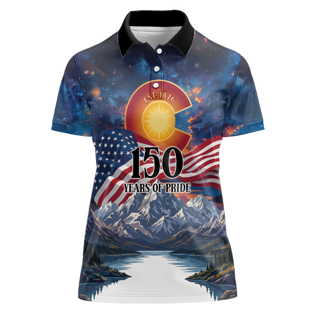 Colorado 150 America 250 Years Women Polo Shirt Colorado Sesquicentennial State Heritage