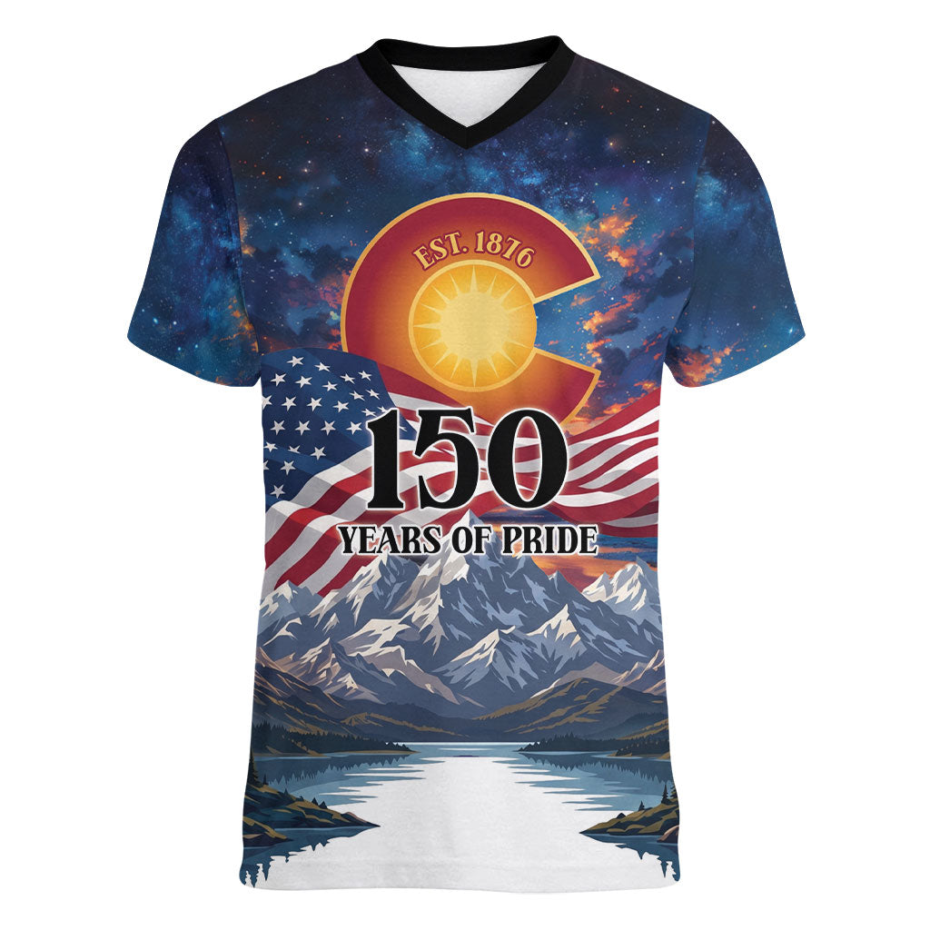Colorado 150 America 250 Years Women V-Neck T-Shirt Colorado Sesquicentennial State Heritage
