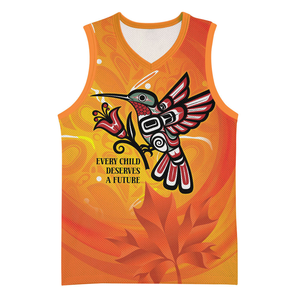 Canada Orange Shirt Day Haida Hummingbird Basketball Jersey September 30 Truth and Reconciliation