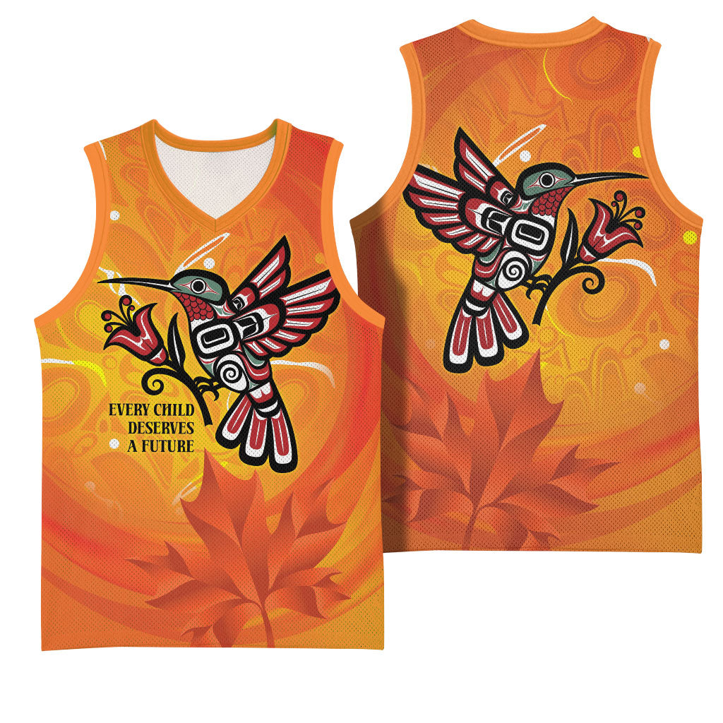 Canada Orange Shirt Day Haida Hummingbird Basketball Jersey September 30 Truth and Reconciliation