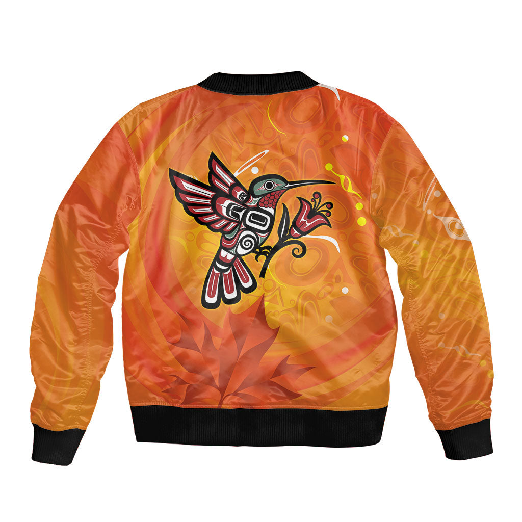 Canada Orange Shirt Day Haida Hummingbird Bomber Jacket September 30 Truth and Reconciliation