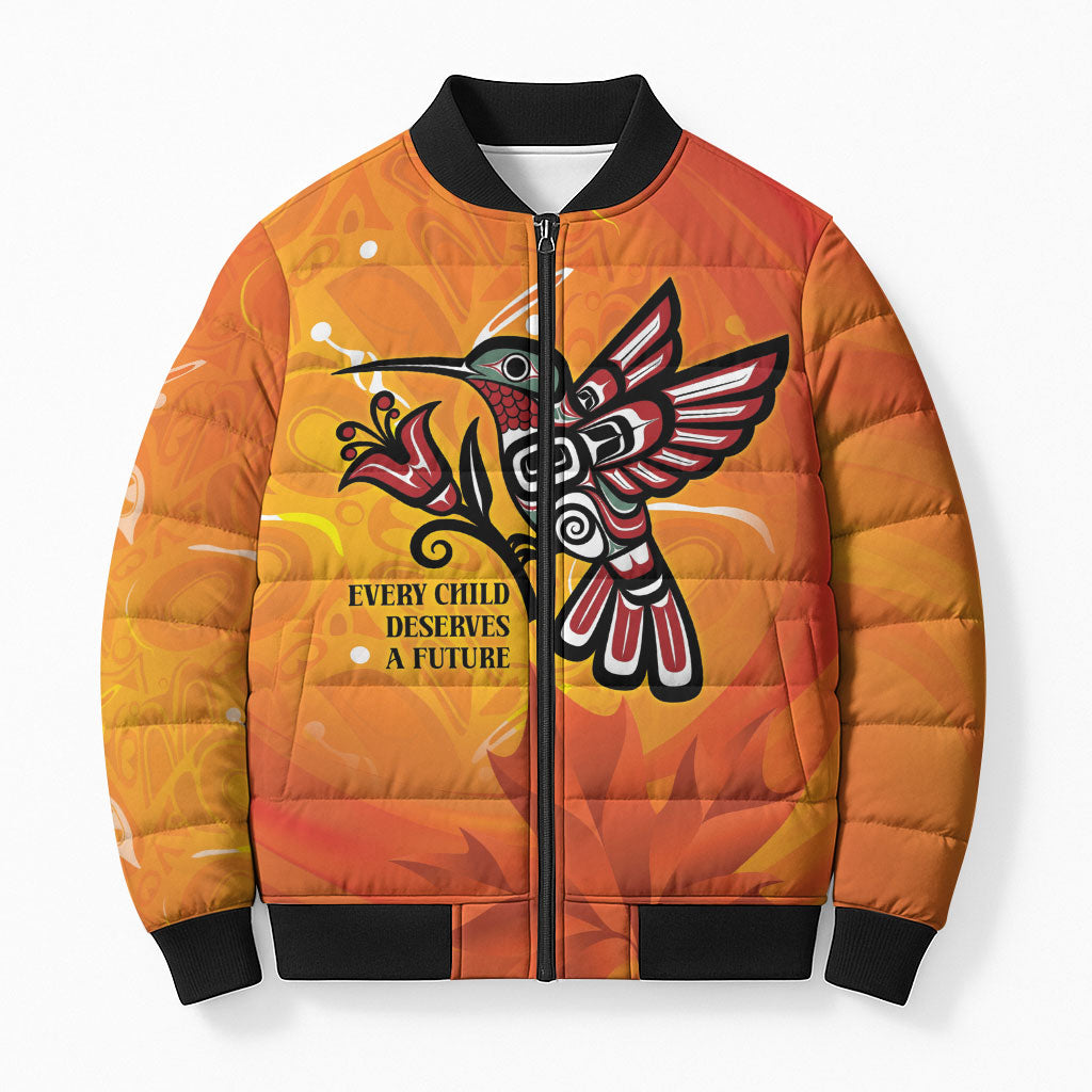 Canada Orange Shirt Day Haida Hummingbird Bomber Puffer Jacket September 30 Truth and Reconciliation