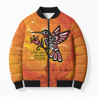 Canada Orange Shirt Day Haida Hummingbird Bomber Puffer Jacket September 30 Truth and Reconciliation