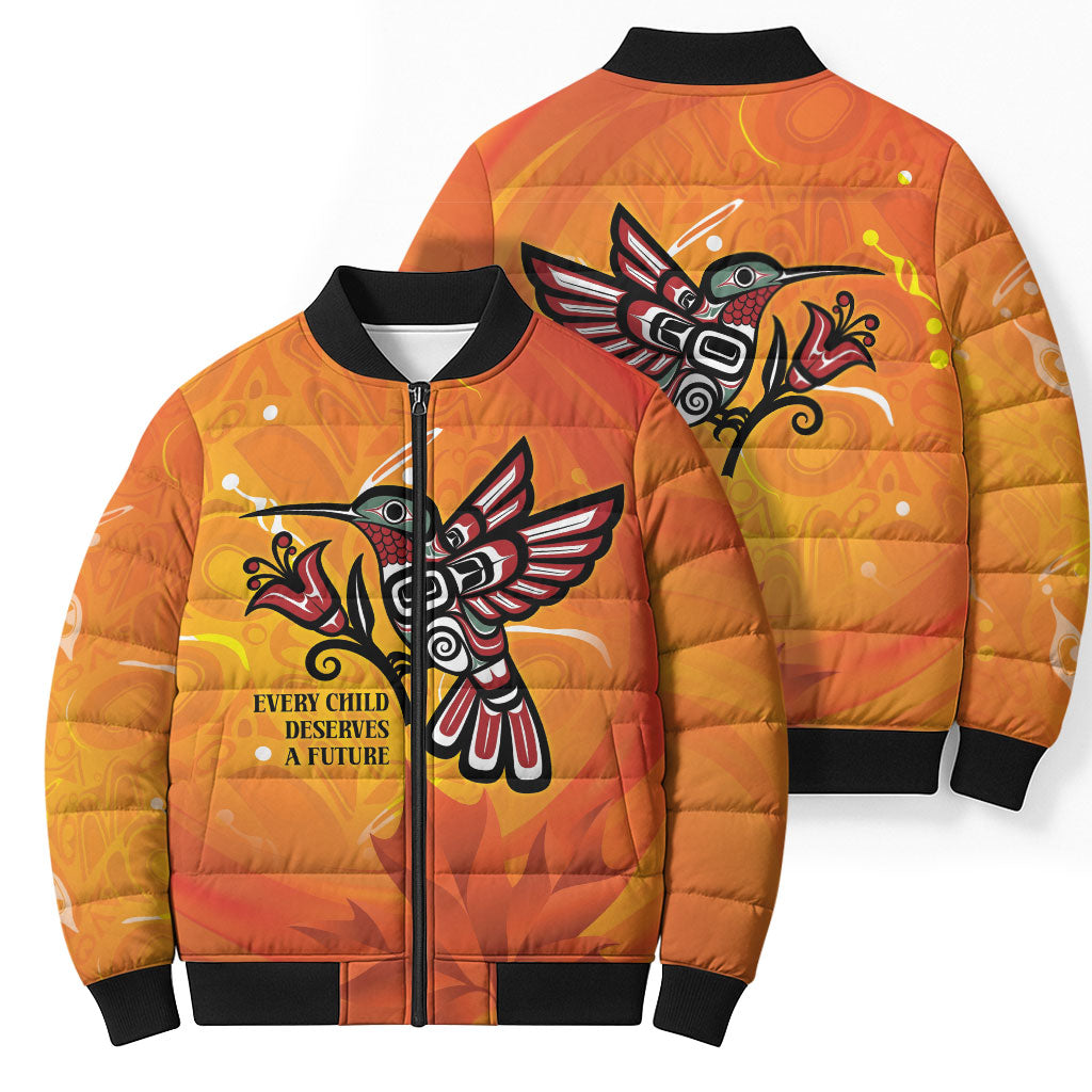 Canada Orange Shirt Day Haida Hummingbird Bomber Puffer Jacket September 30 Truth and Reconciliation