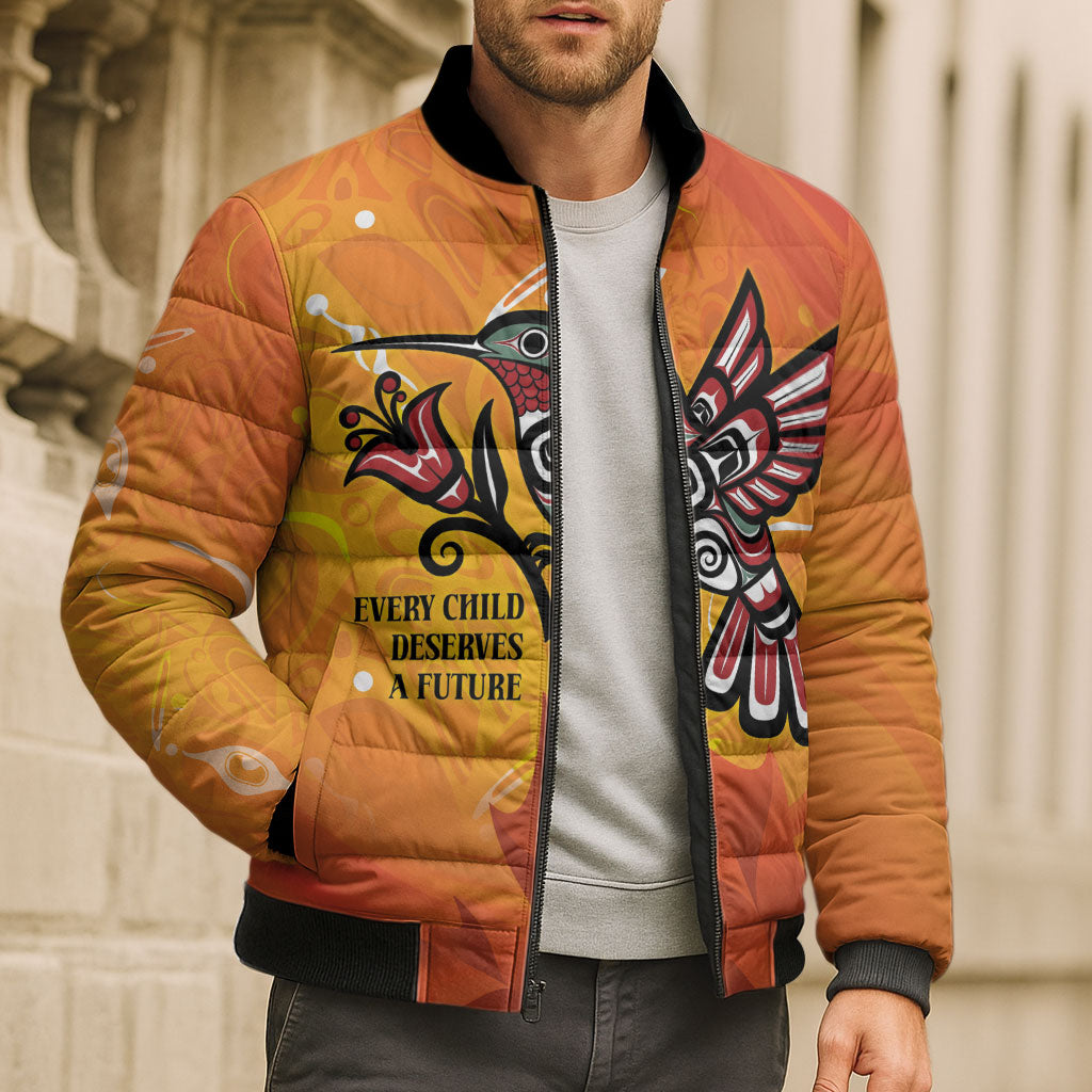 Canada Orange Shirt Day Haida Hummingbird Bomber Puffer Jacket September 30 Truth and Reconciliation