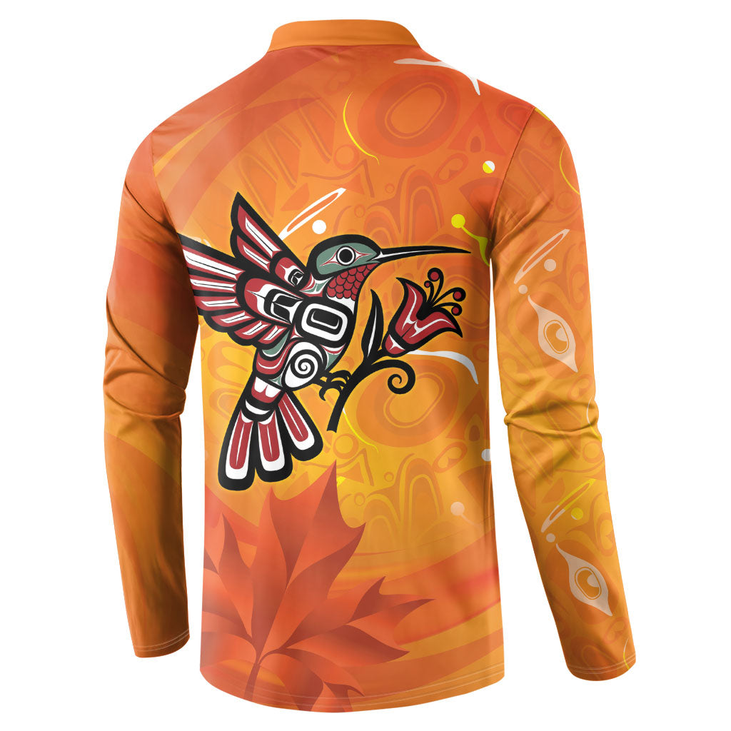 Canada Orange Shirt Day Haida Hummingbird Button Sweatshirt September 30 Truth and Reconciliation