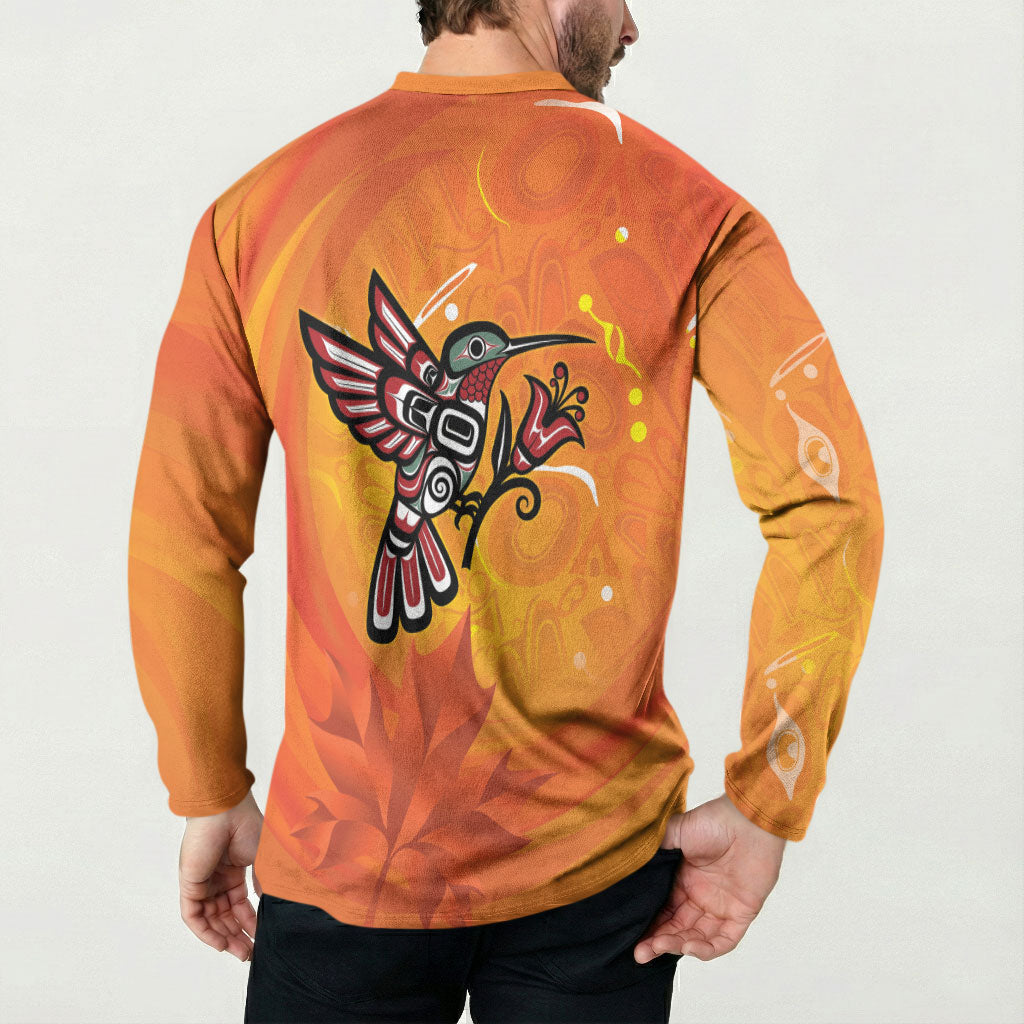 Canada Orange Shirt Day Haida Hummingbird Button Sweatshirt September 30 Truth and Reconciliation