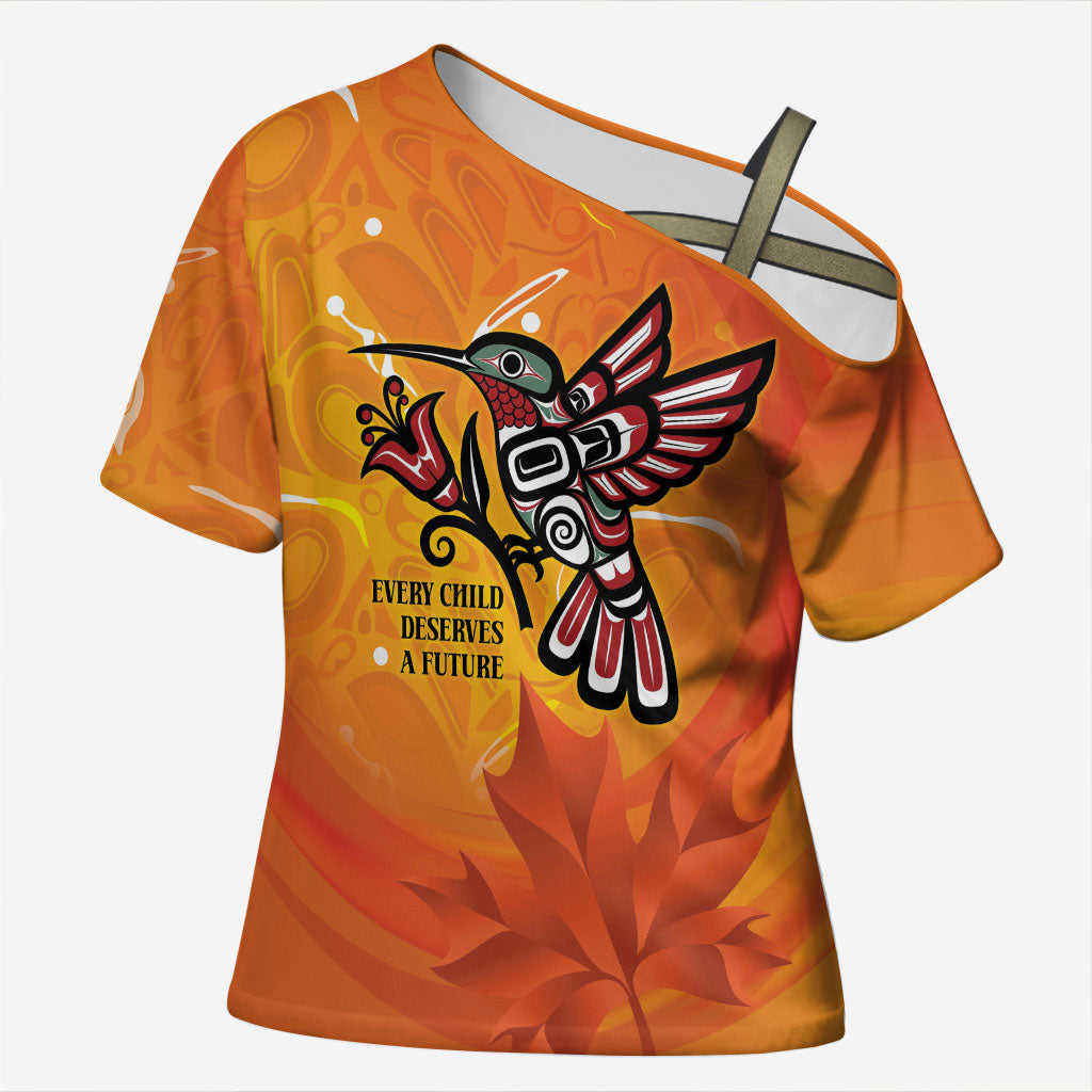 Canada Orange Shirt Day Haida Hummingbird Cross Shoulder Shirt September 30 Truth and Reconciliation