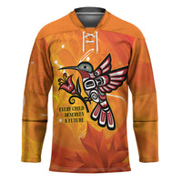 Canada Orange Shirt Day Haida Hummingbird Hockey Jersey September 30 Truth and Reconciliation