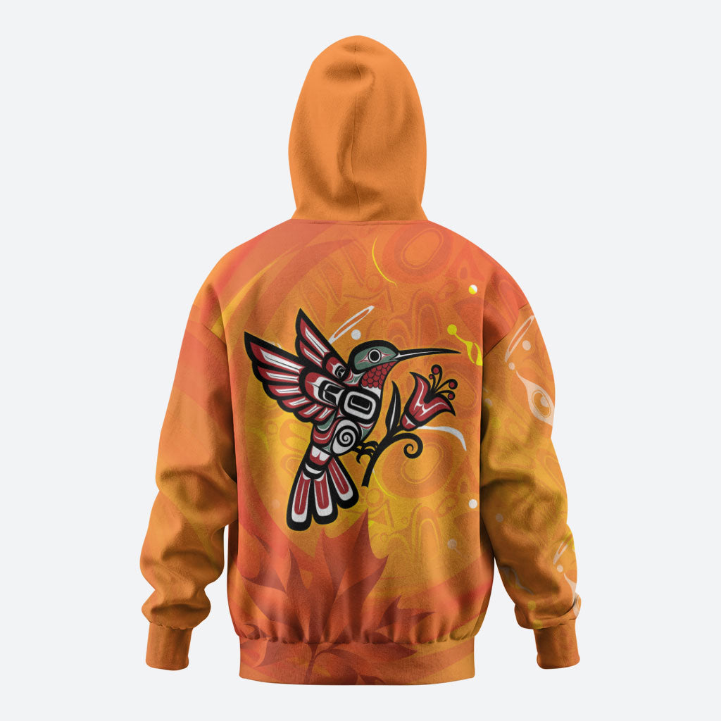 Canada Orange Shirt Day Haida Hummingbird Hoodie September 30 Truth and Reconciliation