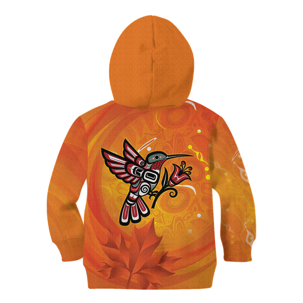 Canada Orange Shirt Day Haida Hummingbird Kid Hoodie September 30 Truth and Reconciliation