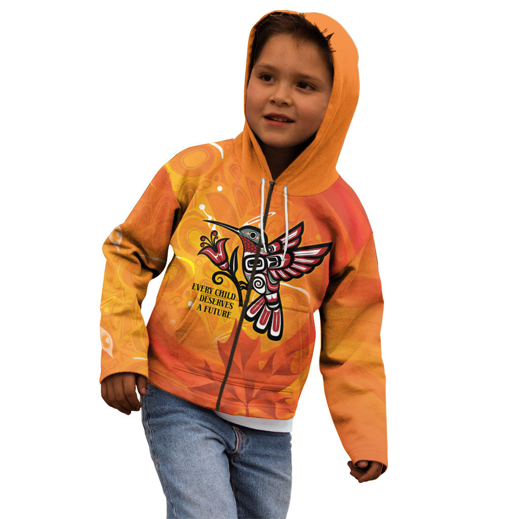 Canada Orange Shirt Day Haida Hummingbird Kid Hoodie September 30 Truth and Reconciliation
