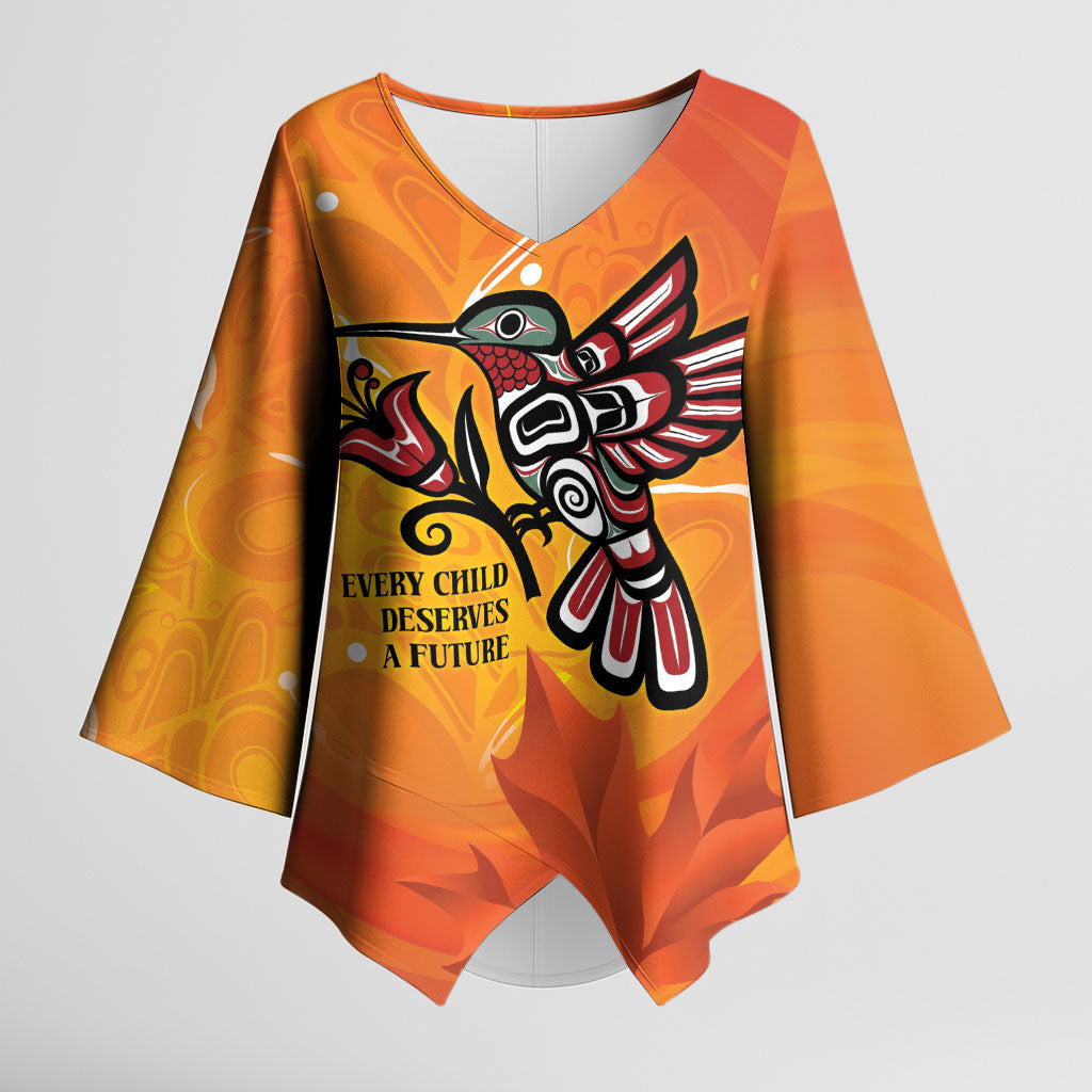 Canada Orange Shirt Day Haida Hummingbird Kimono Sleeve Blouse September 30 Truth and Reconciliation