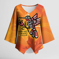 Canada Orange Shirt Day Haida Hummingbird Kimono Sleeve Blouse September 30 Truth and Reconciliation