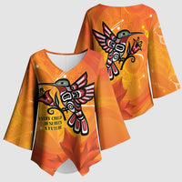 Canada Orange Shirt Day Haida Hummingbird Kimono Sleeve Blouse September 30 Truth and Reconciliation