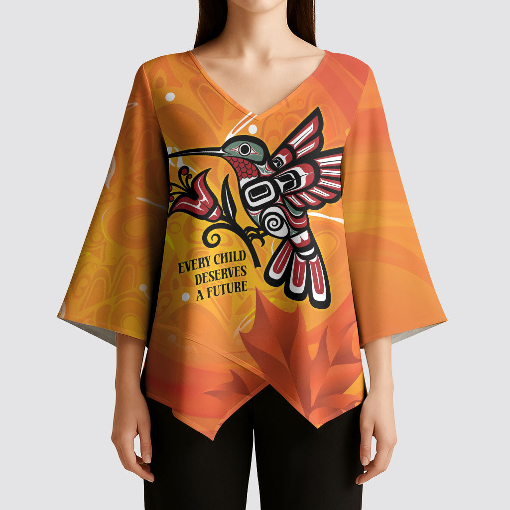 Canada Orange Shirt Day Haida Hummingbird Kimono Sleeve Blouse September 30 Truth and Reconciliation