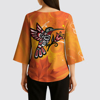 Canada Orange Shirt Day Haida Hummingbird Kimono Sleeve Blouse September 30 Truth and Reconciliation