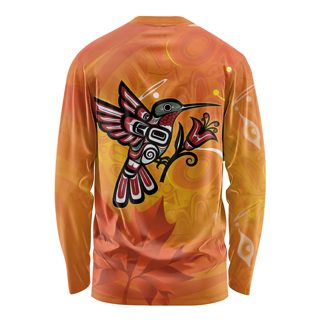 Canada Orange Shirt Day Haida Hummingbird Long Sleeve Shirt September 30 Truth and Reconciliation