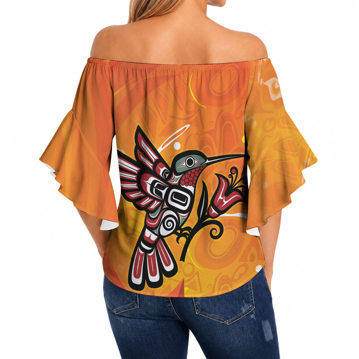 Canada Orange Shirt Day Haida Hummingbird Off Shoulder Wrap Waist Top September 30 Truth and Reconciliation