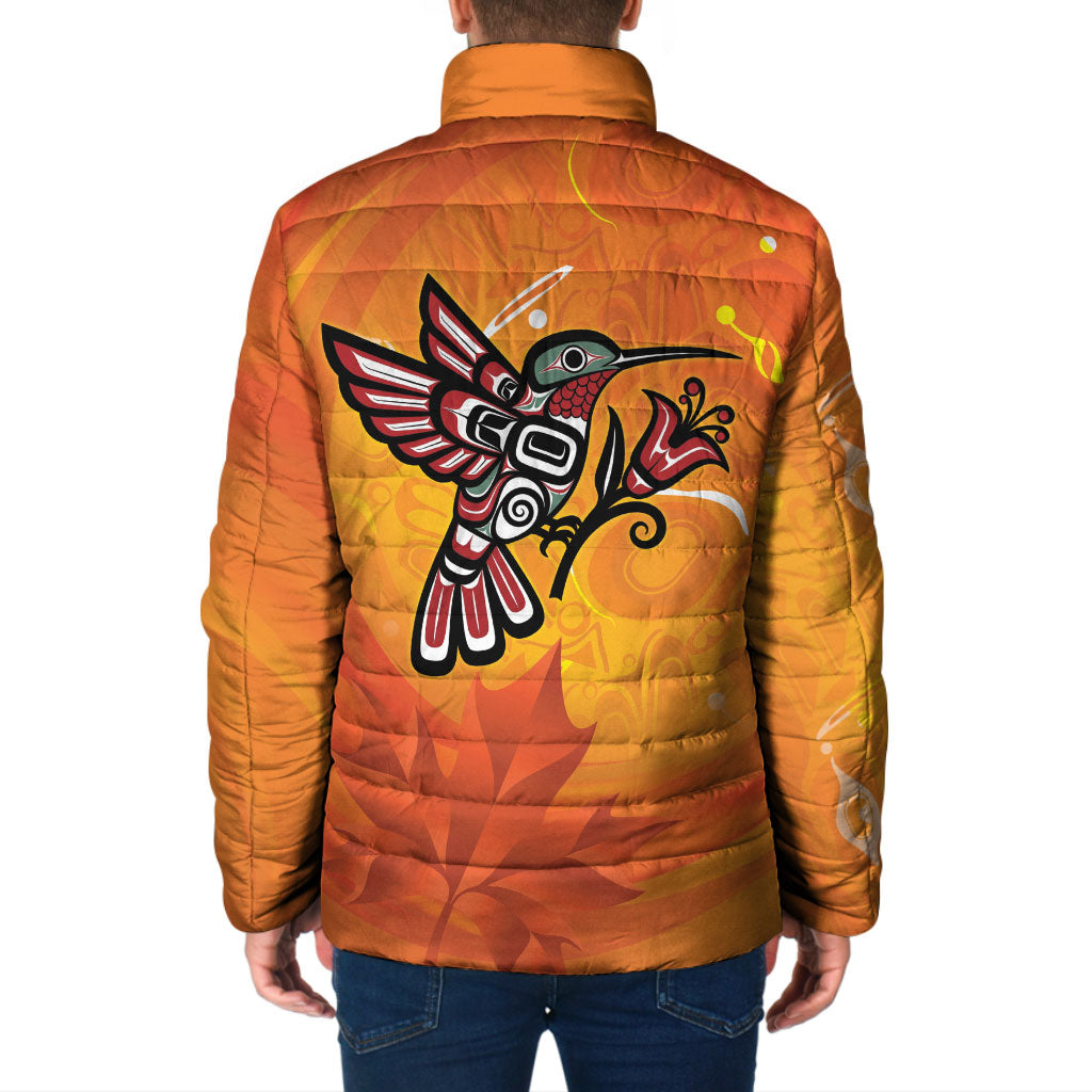 Canada Orange Shirt Day Haida Hummingbird Padded Jacket September 30 Truth and Reconciliation