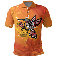 Canada Orange Shirt Day Haida Hummingbird Polo Shirt September 30 Truth and Reconciliation
