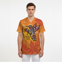 Canada Orange Shirt Day Haida Hummingbird Scrub Top September 30 Truth and Reconciliation
