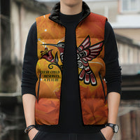 Canada Orange Shirt Day Haida Hummingbird Sleeveless Puffer Jacket September 30 Truth and Reconciliation