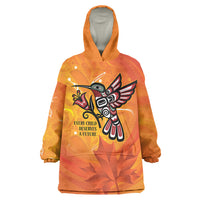 Canada Orange Shirt Day Haida Hummingbird Wearable Blanket Hoodie September 30 Truth and Reconciliation