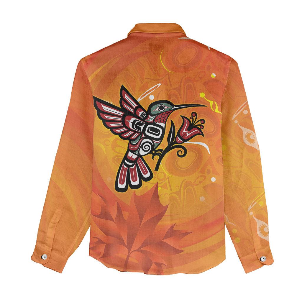 Canada Orange Shirt Day Haida Hummingbird Women Casual Shirt September 30 Truth and Reconciliation