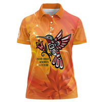 Canada Orange Shirt Day Haida Hummingbird Women Polo Shirt September 30 Truth and Reconciliation